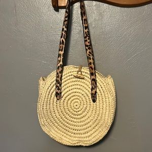 Summer weave Ladies purse with leopard strap